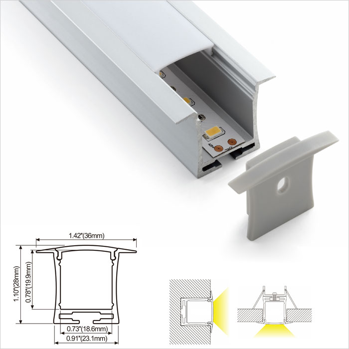 LED Strip Channel - Wholesale Price Aluminum Profile for LED Strip Light - 36mm Wide - 1m