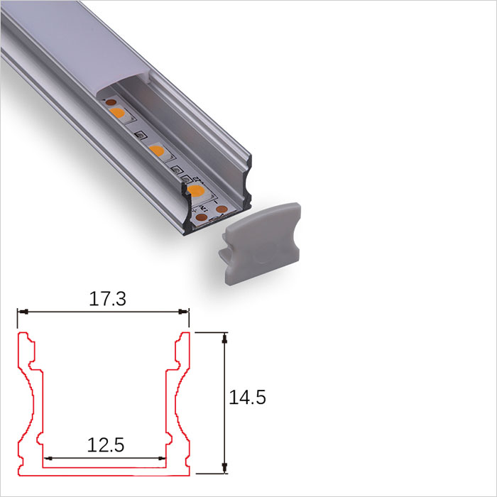 LED Strip Channel - PC Opal Matte Diffuser Aluminum Profile For LED Strip Lights - 18mm Wide - 1m