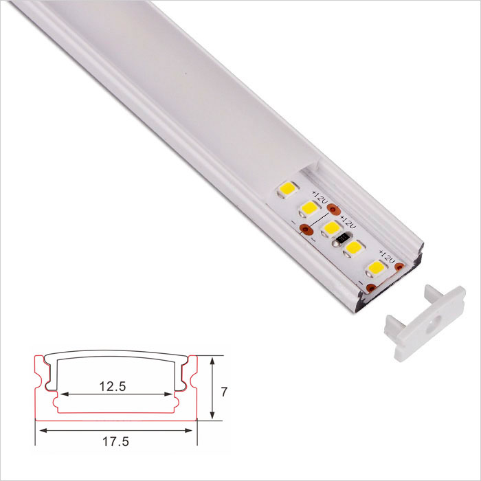 LED Strip Channel - White Color Surface LED Aluminum Profile - 17mm Wide - 1m