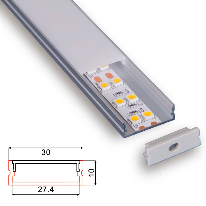 LED Strip Channel - Wholesale Price PC Diffuser Aluminum LED Profile - 30mm Wide - 1m