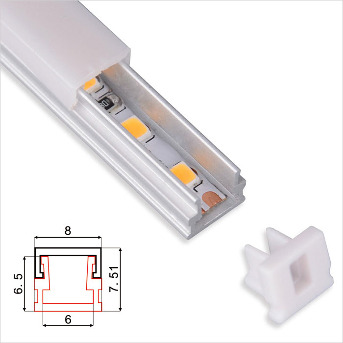 LED Strip Channel - Slim Size LED Aluminum Profile for LED Strip Lights - 8mm Wide - 1m