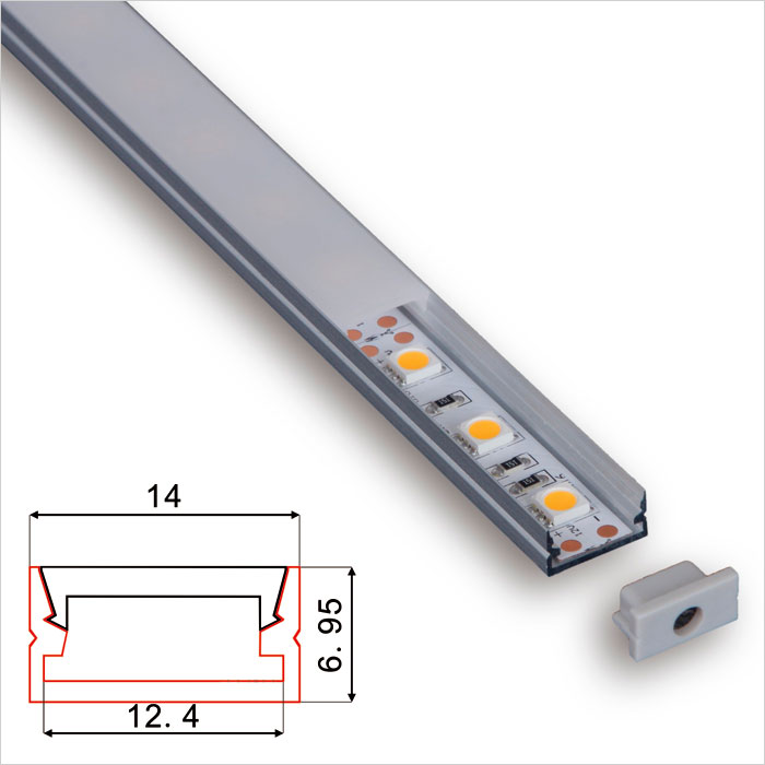 LED Strip Channel - Home Lighting LED Aluminum Profile - 14mm Wide - 1m