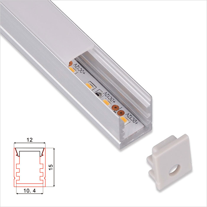 LED Strip Channel - Recessed Slim Aluminum LED Profile housing for LED Strip Lights - 12mm Wide - 1m