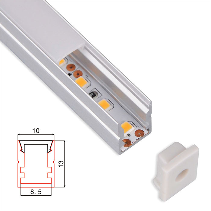 LED Strip Channel - Recessed Slim Aluminum LED Profile housing for LED Strip Lights - 10mm Wide - 1m