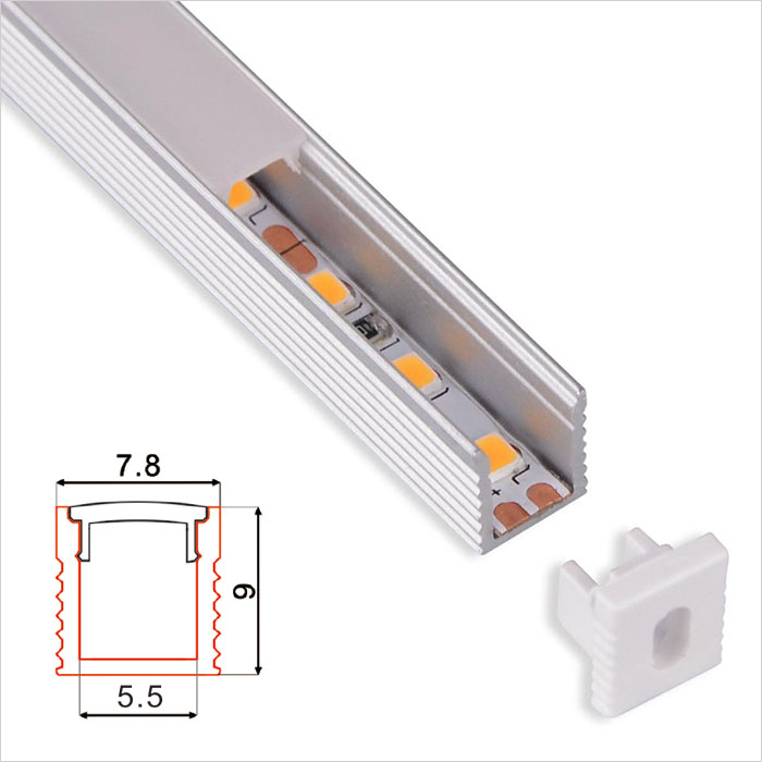 LED Strip Channel - Super Slim Recessed Aluminum LED Profile housing for Flexible LED Strip - 7.8mm Wide - 1m