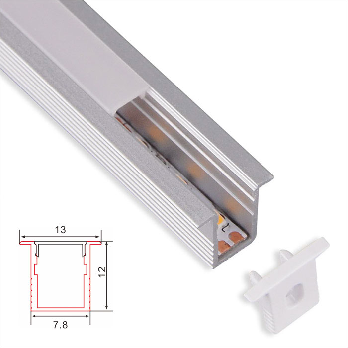 Recessed Aluminum Profile with Flange for 5mm Wide Flexible LED Strip - 7.8mm Wide - 1m