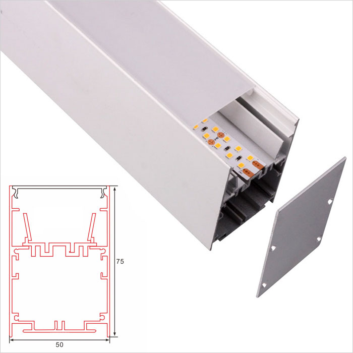 LED Strip Channel - White /Black Big Size Suspended LED Aluminum Profile - 50mm Wide - 1m