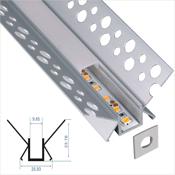 LED Strip Channel - Architectural Gypsum Plaster Aluminum LED Profile For Inside Wall Dorner - 10mm Wide - 1m