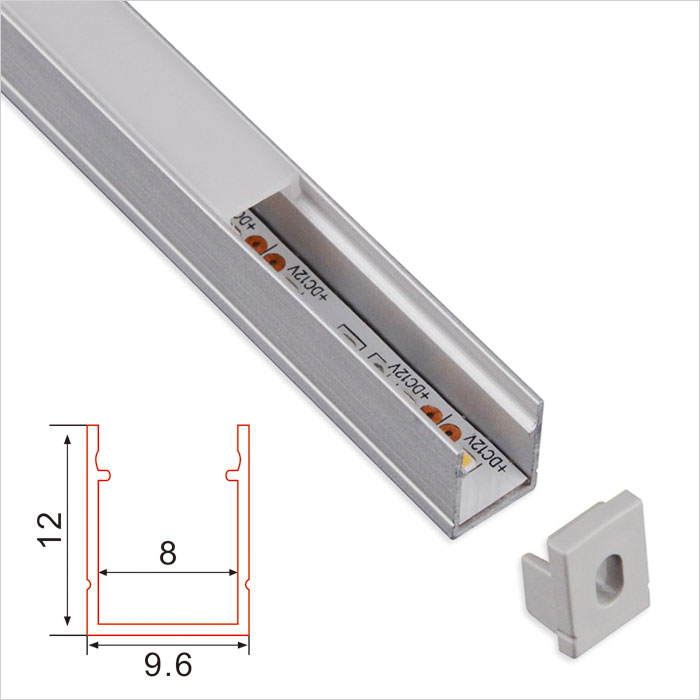 LED Strip Channel - Recessed Slim Aluminum LED Profile housing for LED Strip - 9.6mm Wide - 1m