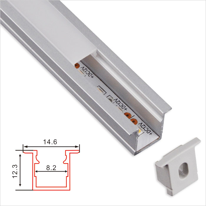 LED Strip Channel - Recessed Slim Aluminum LED Profile housing for LED Strip - 9.6mm Wide - 1m