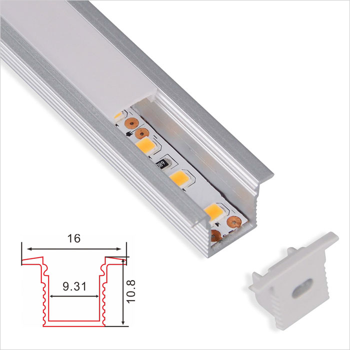 LED Strip Channel - Recessed Slim Aluminum LED Profile housing for LED Strip - 10.3mm Wide - 1m