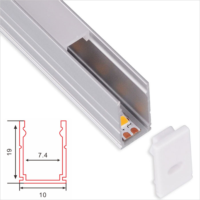 LED Strip Channel - Slim Width Recessed Aluminum LED Profile housing for LED Linear Light - 14mm Wide - 1m