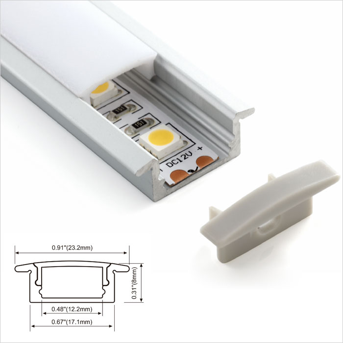 LED Strip Channel - LED Aluminum Profile - 17mm Wide - 1m