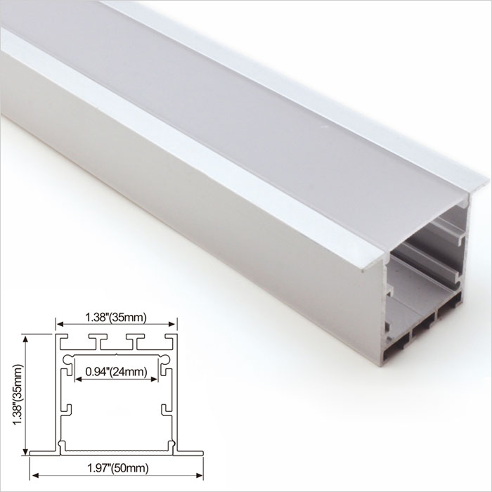 LED Strip Channel - 35*35mm Recessed Led Aluminum Profile For Floor - 1m