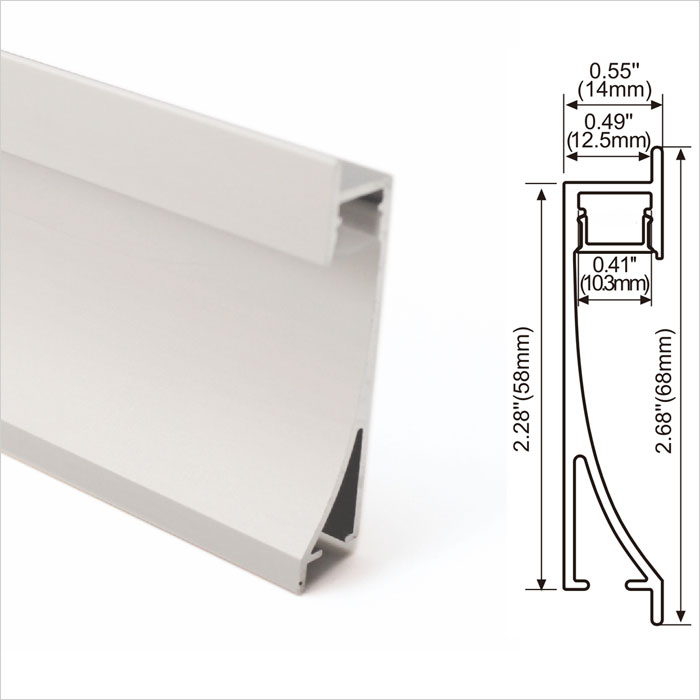 LED Strip Channel - Aluminum LED Profile For Recessed Wall Or Celing Mouting Decoration - 58mm Wide - 1m