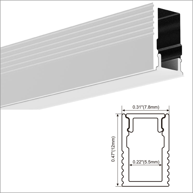 LED Strip Channel - mini size slim recessed shallow linear led tape aluminium extrusion profile for 5mm LED Strip Lights - 8mm Wide - 1m