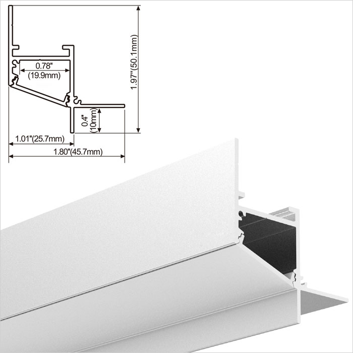 LED Strip Channel - Aluminum profiles/channel/extrusion for kitchen cabinet wardrobe - 50mm Wide - 1m