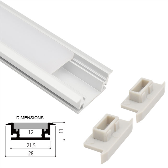 Recessed Extrusions LED Strip Channel - 28mm Wide - Universal - 1m