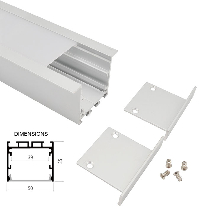 Recessed Extrusions LED Strip Channel - 50mm Wide - Universal - 1m