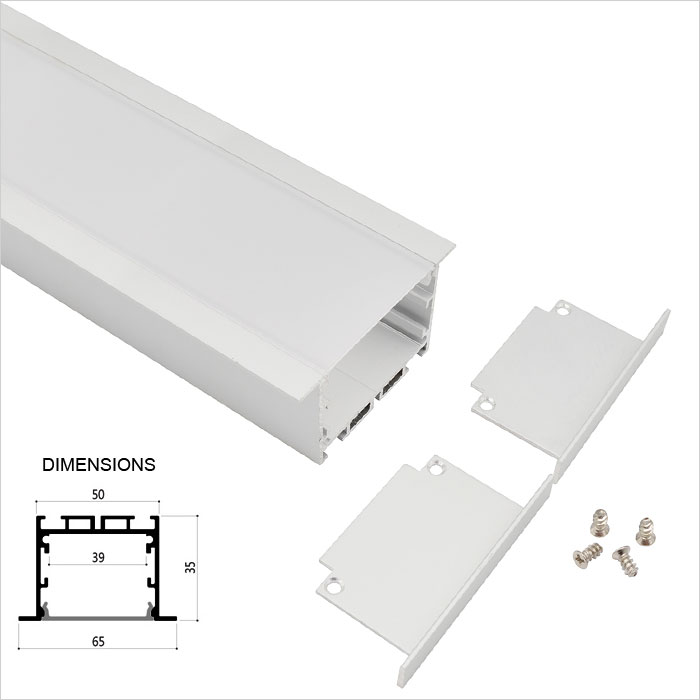 Recessed Extrusions LED Strip Channel - 65mm Wide - Universal - 1m