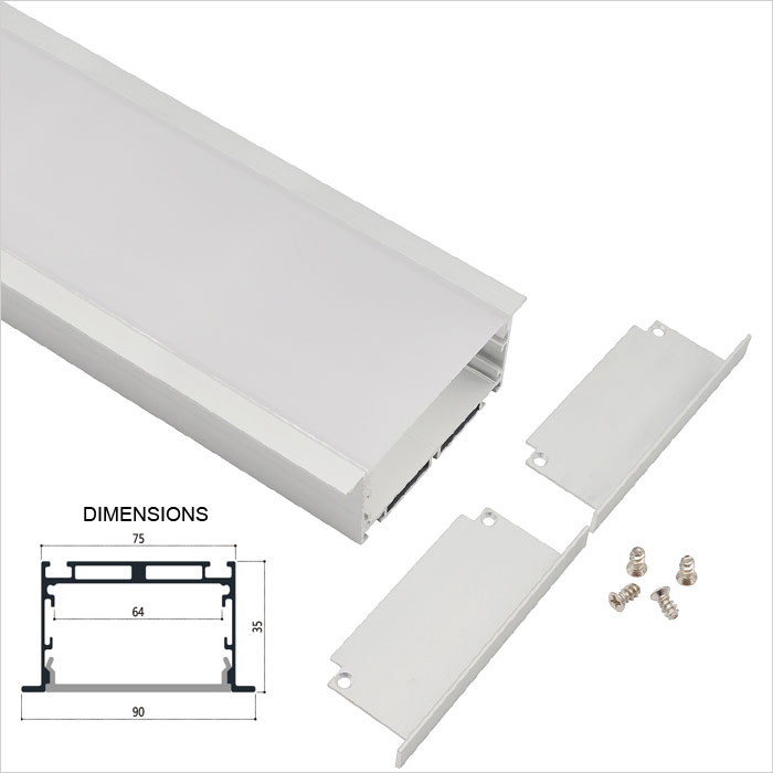 Recessed Extrusions LED Strip Channel - 39mm Wide - Universal - 1m