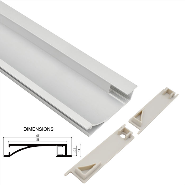 Wall Mount LED Strip Channel for Cove or Accent Lighting - 14mm Wide Recessed/Flush - Aisle - 1m