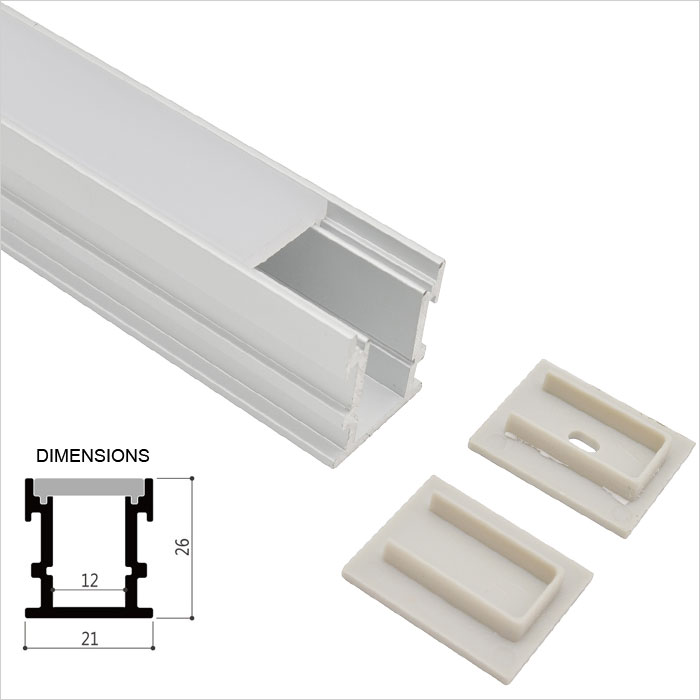 Recessed Extrusions LED Strip Channel - 21mm Wide Step - 1m