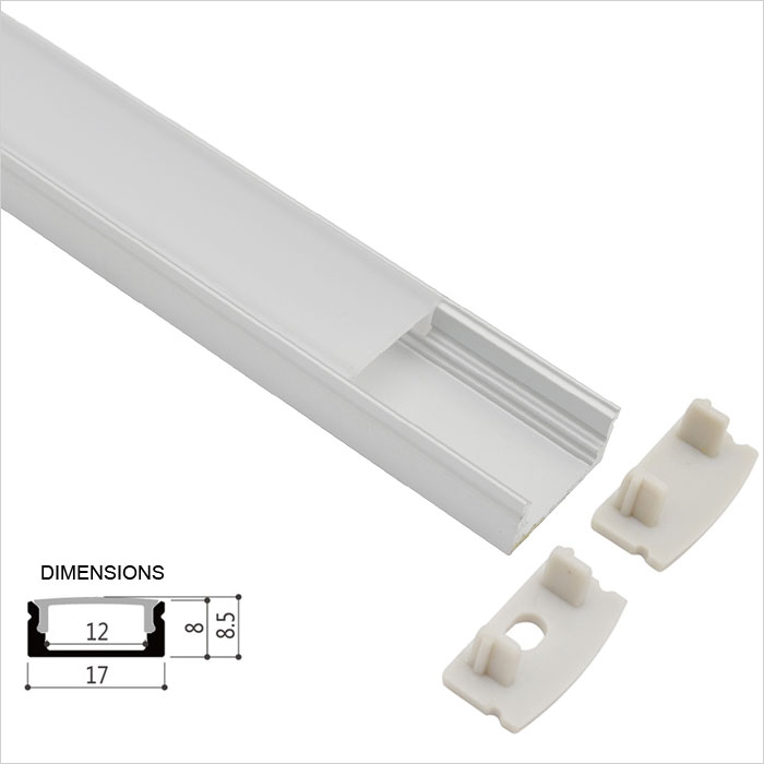 LED Strip Light Channel For Flexible Light Strip Installations - 17mm Wide Surface Mount - 1m