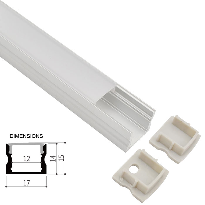 LED Strip Channel For Flexible Light Strip Installations - 17mm Wide Surface Mount - 1m