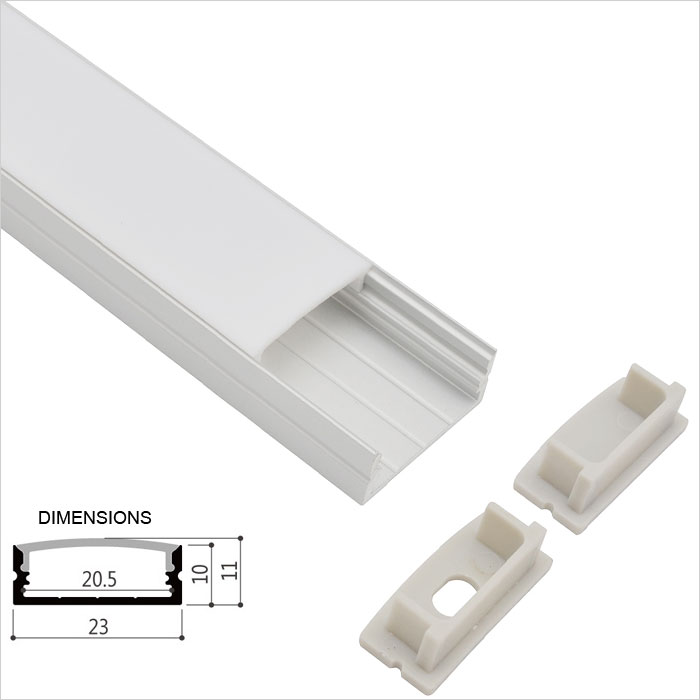 Surface Mount LED Strip Channel For Flexible Light Strip Installations - 24mm Wide - 1m