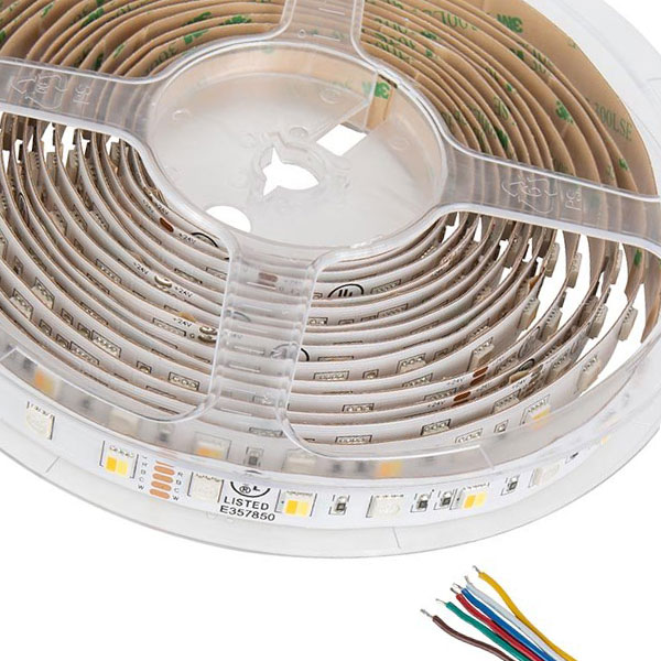 5m RGB+CCT LED Strip Light - Color-Changing LED Tape Light - 12V / 24V - IP20 - RGB+CCT - 196.9in (16.40ft)