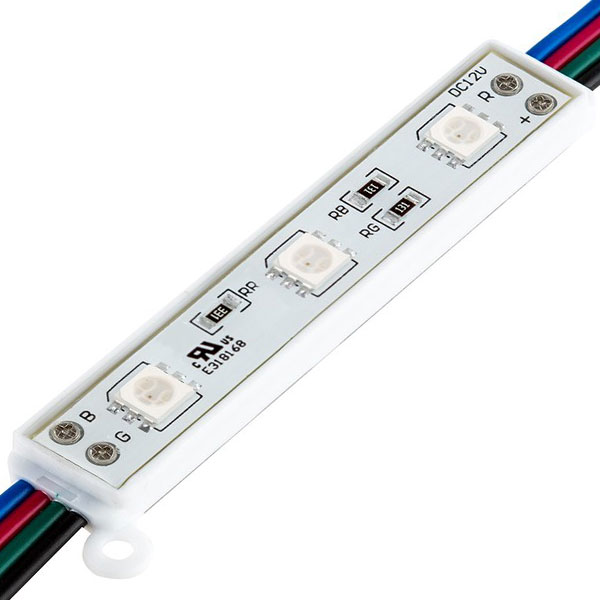 RGB LED Modules - Linear Modules with 3 SMD LEDs - 22 Lumens/Module - 20-Pack / 50-Pack / 100-Pack