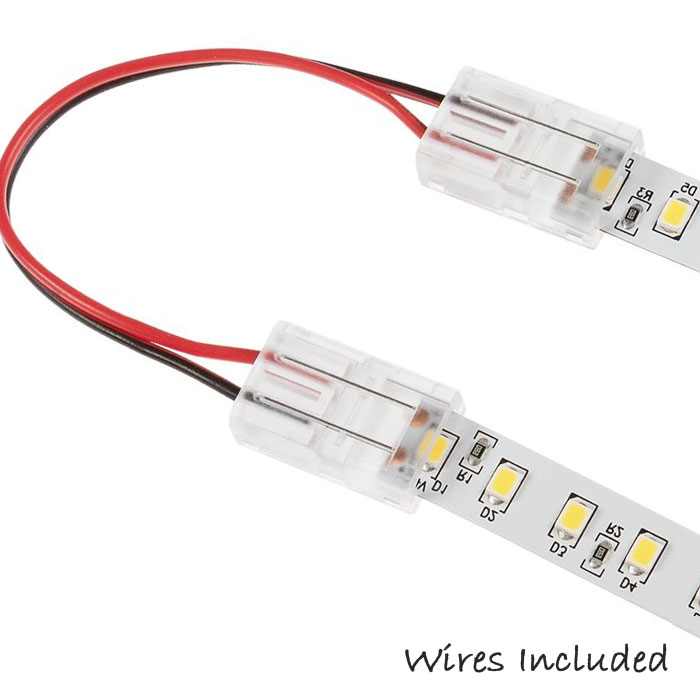 4" Solderless Clamp-On Jumper Connector - 10mm Single Color LED Strip Lights