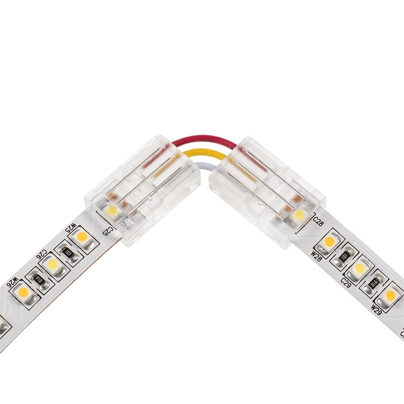 Solderless Clamp-On Left / Right L Wire Connector - 10mm Tunable White LED Strip Lights