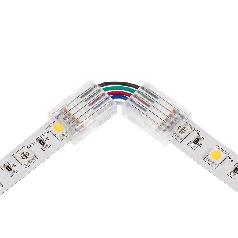 Solderless Clamp-On Left / Right 'L' Wire Connector - 12mm RGBW LED Strip Lights