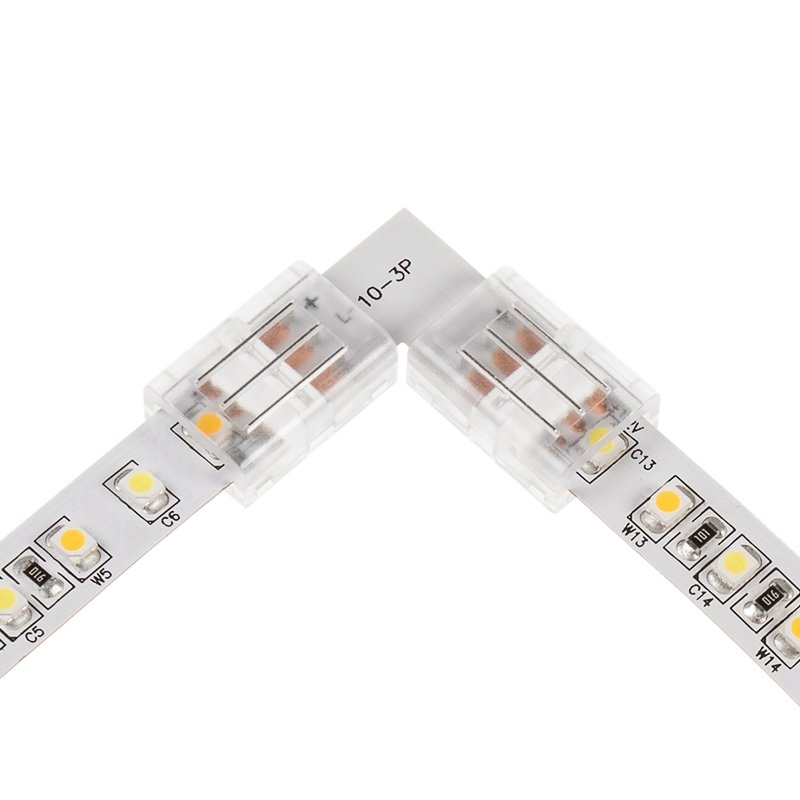 Solderless Clamp-On L Connector for 10mm Tunable White LED Strip Lights