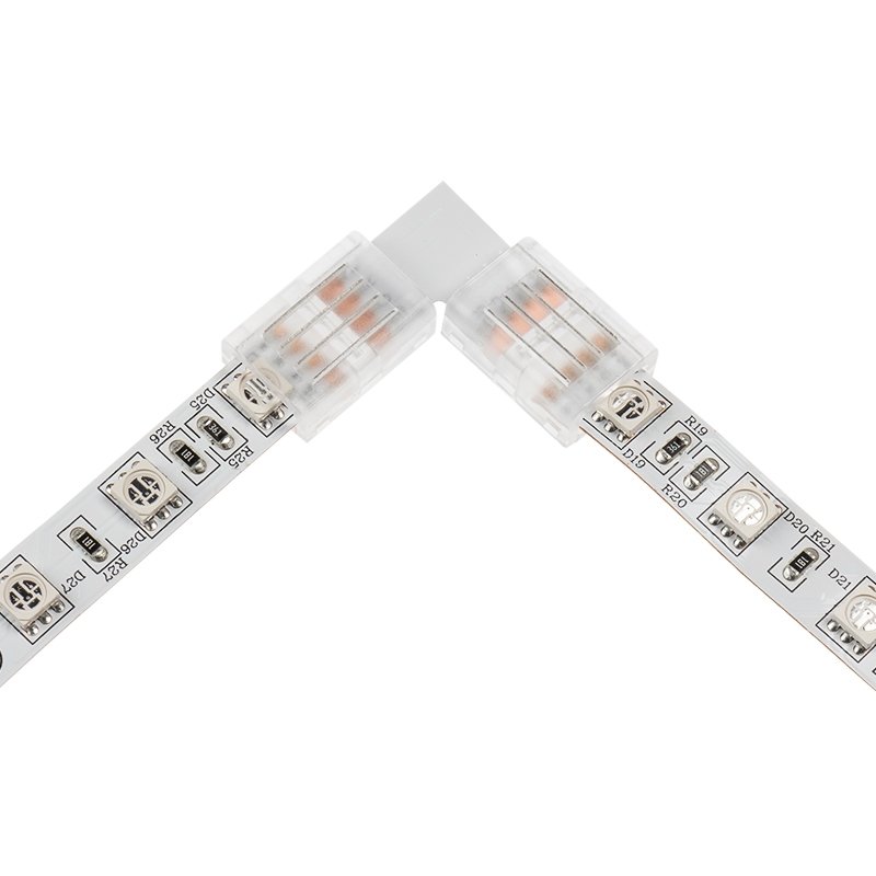 Solderless Clamp-On L Connector for 10mm RGB LED Strip Lights