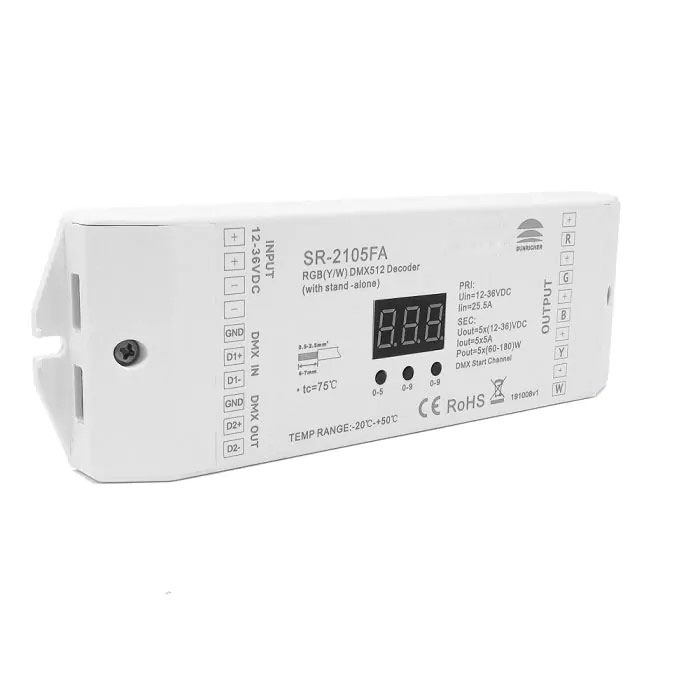 Sunricher DMX Five Channel Constant Voltage DMX Decoder