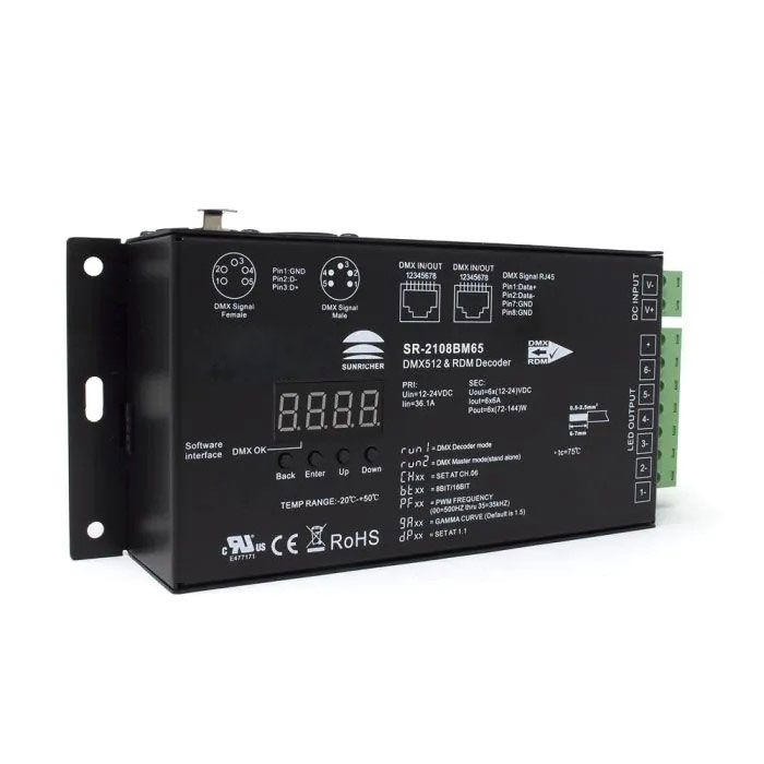 Sunricher DMX Ultra-Pro 6 Channel DMX Decoder with RDM Master Mode