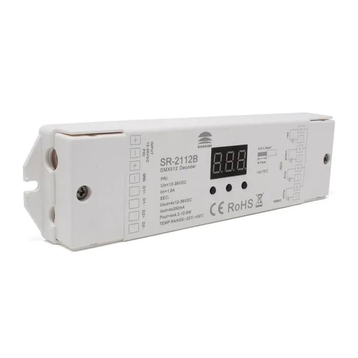 Sunricher DMX Four Channel (4 x 350mA) Constant Current DMX Decoder