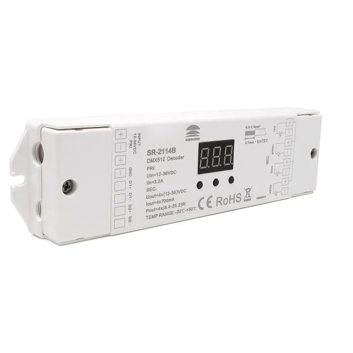 Sunricher DMX Four Channel (4 x 700mA) Constant Current DMX Decoder