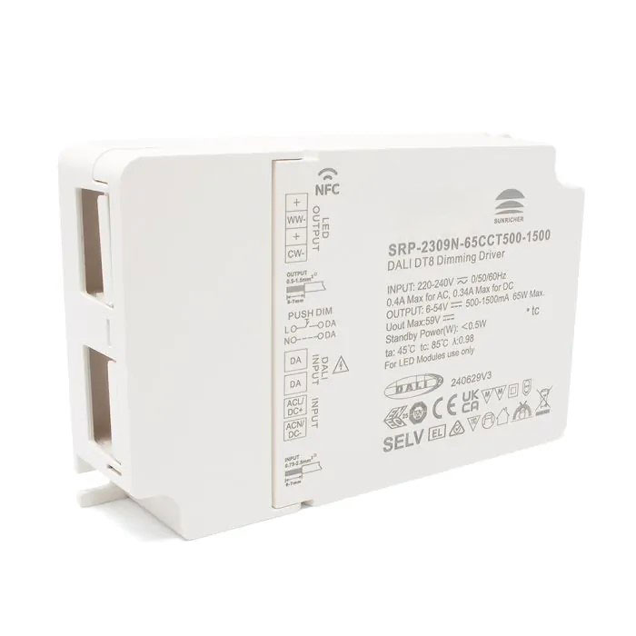 Sunricher DALI DT8 NFC Programmable 65W Constant Current CCT Driver