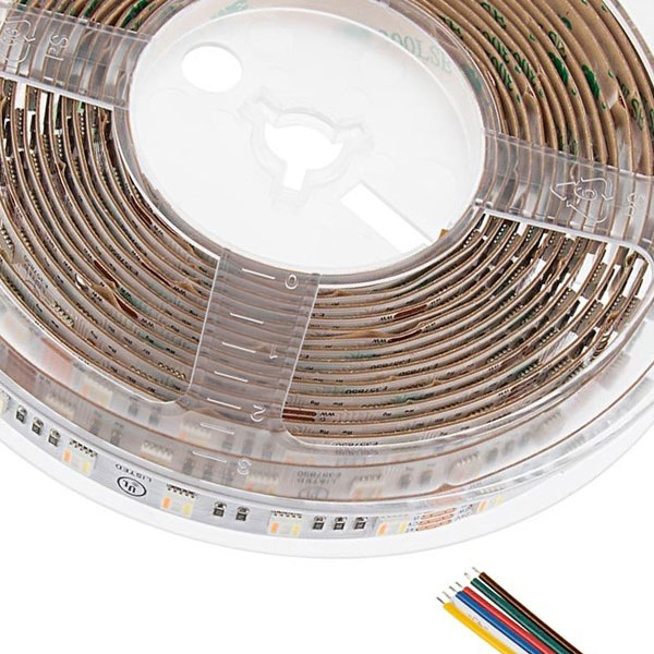 5m RGB+CCT LED Strip Light - 5-in-1 Color-Changing LED Tape Light - 24V - IP20 - RGBCCT - 196.9in (16.40ft)