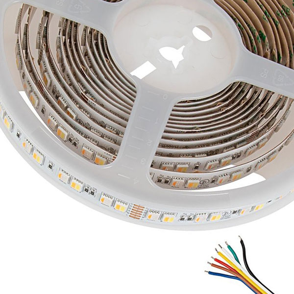 5m RGBA Tunable White LED Strip Light - Color-Changing LED Tape Light - 24V - IP20 - RGB+ACCT - 196.9in (16.40ft)