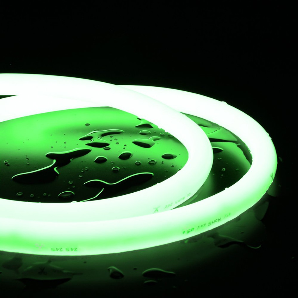 Tagra | IP65 | 24V | Essential | Circular Rope LED Neon Flex | 18x18mm | 8.0W p/m | Green | 5 Metre