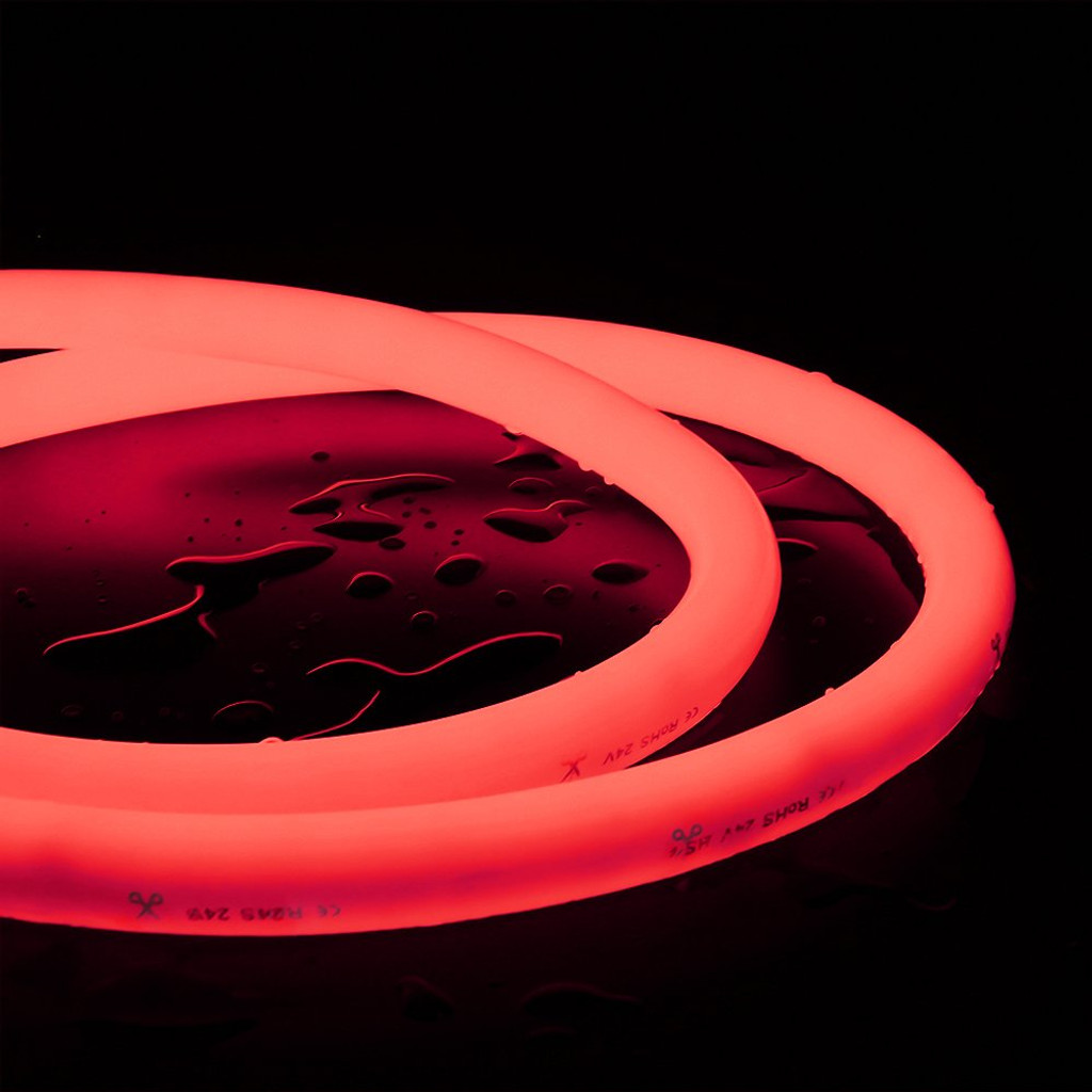 Tagra | IP65 | 24V | Essential | Circular Rope LED Neon Flex | 18x18mm | 8.0W p/m | Red | 5 Metre