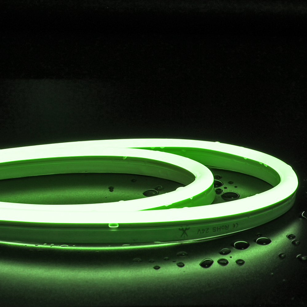 Tagra | IP65 | 24V | Essential | Horizontal Bend LED Neon Flex | 10x15mm | 8.0W p/m | Green | 5 Metre